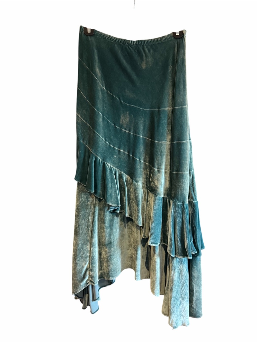 For adempsey only! DOUBLE D RANCH Velvet Tiered Maxi Skirt Green - Picture 4 of 16